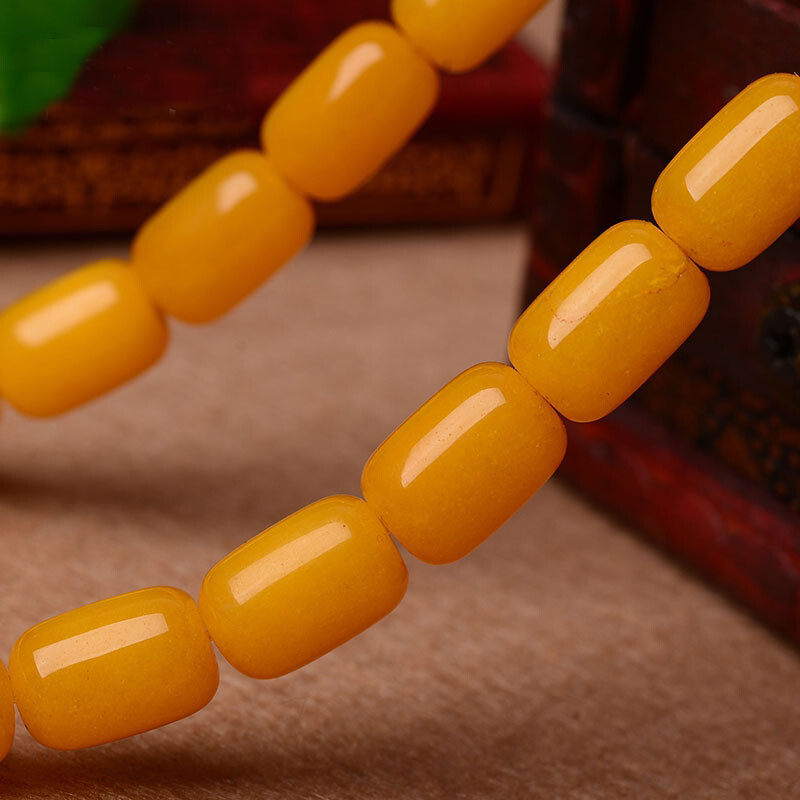 Wholesale DIY jewelry accessories: Grade A yellow amber chalcedony drum beads, partition beads, waist beads, and yellow chalcedony bucket beads