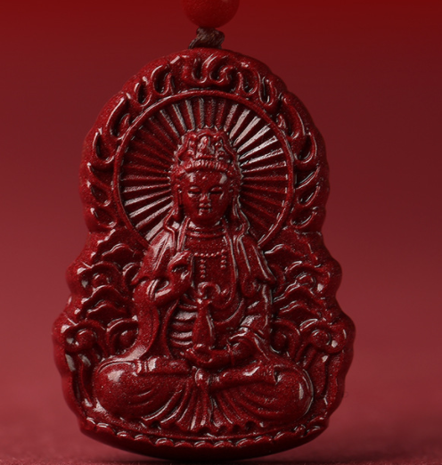 Amethyst sand cinnabar men's Guanyin Bodhisattva pendant, Maitreya Buddha women's necklace pendant for couples