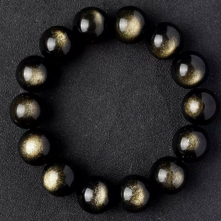 Golden Obsidian men's zodiac bracelet, black obsidian bracelet, Dragon Year zodiac year bracelet, peace and good fortune for your husband and friends