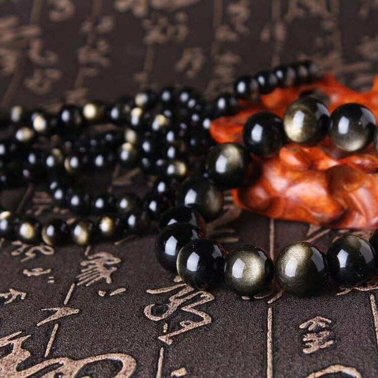 Golden Obsidian men's zodiac bracelet, black obsidian bracelet, Dragon Year zodiac year bracelet, peace and good fortune for your husband and friends