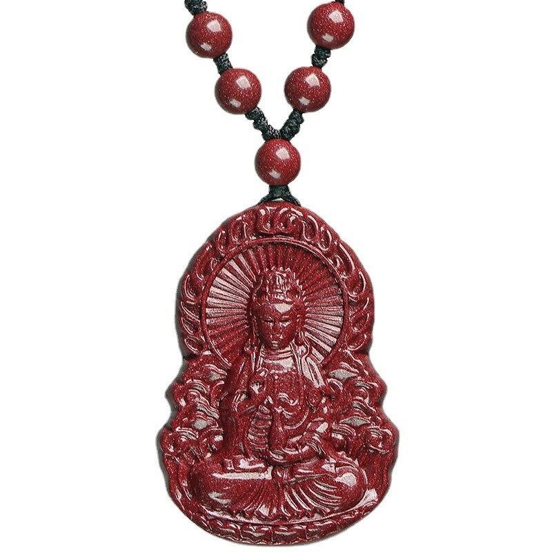 Amethyst sand cinnabar men's Guanyin Bodhisattva pendant, Maitreya Buddha women's necklace pendant for couples