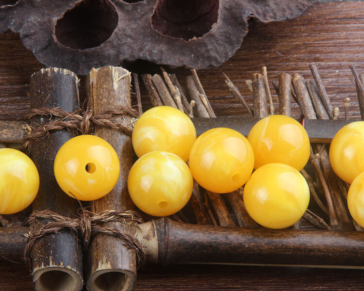 Baltic amber loose beads, round beads, second-generation new honey chicken oil yellow diy accessories, fluorescent floating salt water