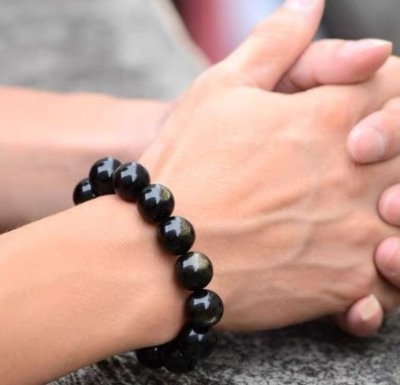 Golden Obsidian men's zodiac bracelet, black obsidian bracelet, Dragon Year zodiac year bracelet, peace and good fortune for your husband and friends