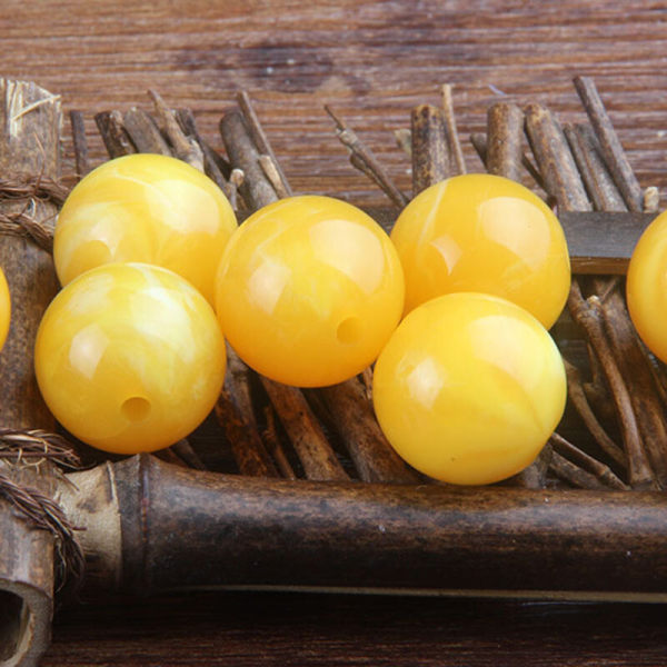 Baltic amber loose beads, round beads, second-generation new honey chicken oil yellow diy accessories, fluorescent floating salt water