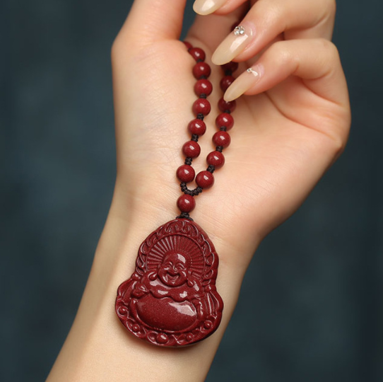 Amethyst sand cinnabar men's Guanyin Bodhisattva pendant, Maitreya Buddha women's necklace pendant for couples