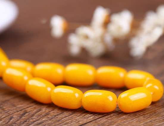 Wholesale DIY jewelry accessories: Grade A yellow amber chalcedony drum beads, partition beads, waist beads, and yellow chalcedony bucket beads