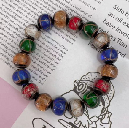 Incense ash glass bracelet, gold foil multi-treasure gold-devouring beast bracelet, perfect wholesale gold foil