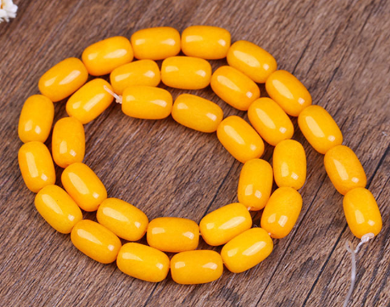 Wholesale DIY jewelry accessories: Grade A yellow amber chalcedony drum beads, partition beads, waist beads, and yellow chalcedony bucket beads