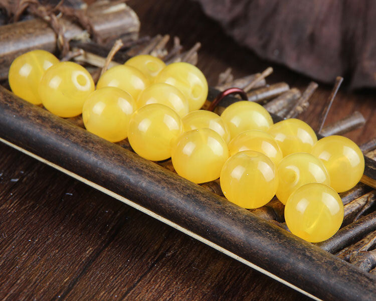 Baltic amber loose beads, round beads, second-generation new honey chicken oil yellow diy accessories, fluorescent floating salt water