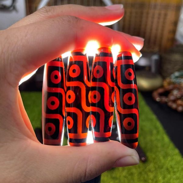 Wholesale Red Agate Tibetan-Style Nine-Eyed Natural Agate Vintage Antique Beads Bodhi Accessories Pendants Jewelry