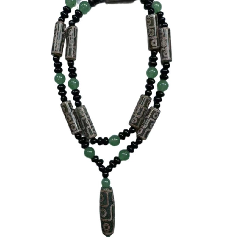 Wholesale of natural agate, Tibetan-style green ghost sweater chain bottom beads, nine-eyed sky beads pendant, Bodhi Chinese style