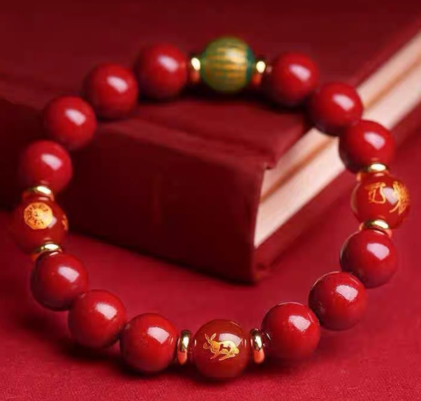 Cinnabar bracelet with cinnabar beads
