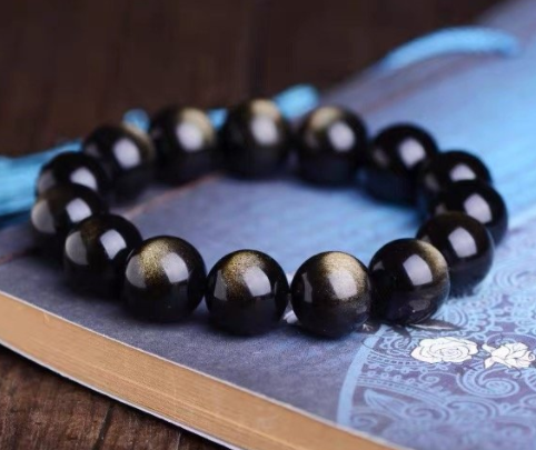 Golden Obsidian men's zodiac bracelet, black obsidian bracelet, Dragon Year zodiac year bracelet, peace and good fortune for your husband and friends