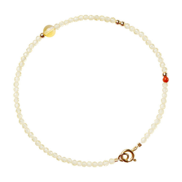 Ultra-fine 2mm yellow crystal bracelet for women, 14k ultra-fine design sense, niche ins jewelry