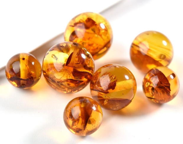Natural amber, copal, flower amber, loose beads, round beads, single beads, bracelet, necklace accessories, DIY handmade bracelet materials