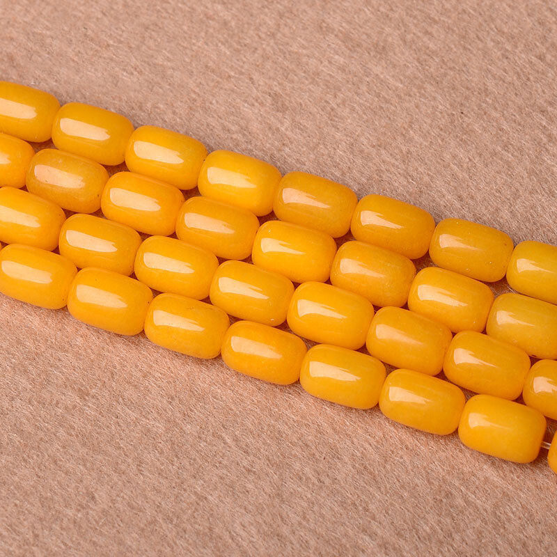 Wholesale DIY jewelry accessories: Grade A yellow amber chalcedony drum beads, partition beads, waist beads, and yellow chalcedony bucket beads
