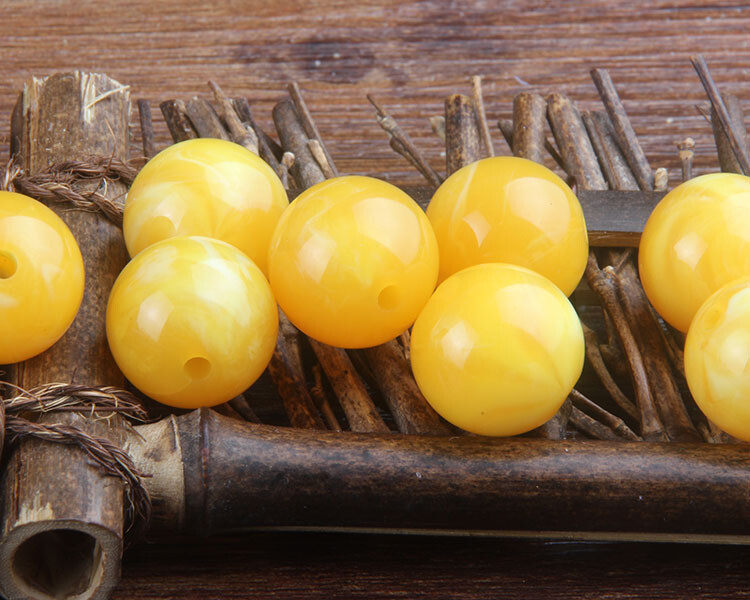 Baltic amber loose beads, round beads, second-generation new honey chicken oil yellow diy accessories, fluorescent floating salt water