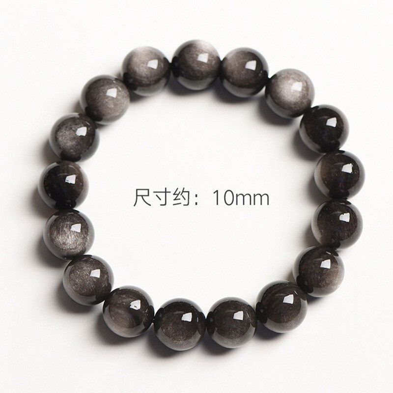 Natural silver obsidian and black obsidian bracelets for women and men as gifts for couples in their zodiac year