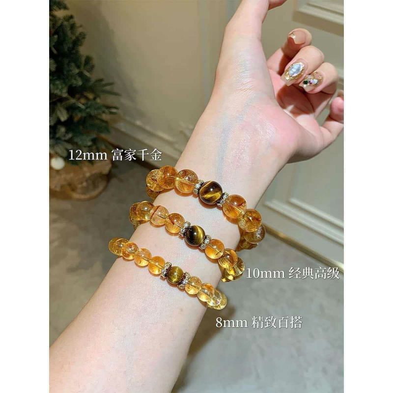 Original design of natural yellow tower crystal yellow crystal strawberry crystal tiger's eye stone bracelet