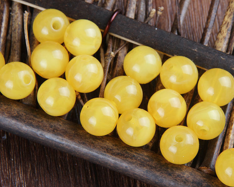 Baltic amber loose beads, round beads, second-generation new honey chicken oil yellow diy accessories, fluorescent floating salt water