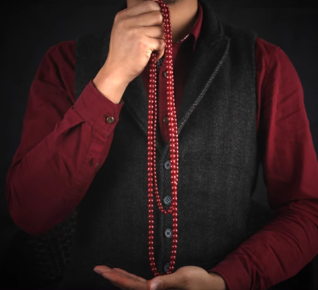 Cinnabar necklace, cinnabar purple gold sand couple beads long string bracelet, 108 prayer beads for blessings