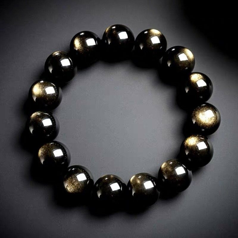 Golden Obsidian men's zodiac bracelet, black obsidian bracelet, Dragon Year zodiac year bracelet, peace and good fortune for your husband and friends