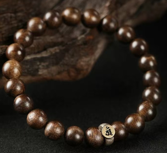 Natural agarwood bracelet, Snake Year zodiac year zodiac Buddha 925 silver Buddha bead Sandalwood bracelet