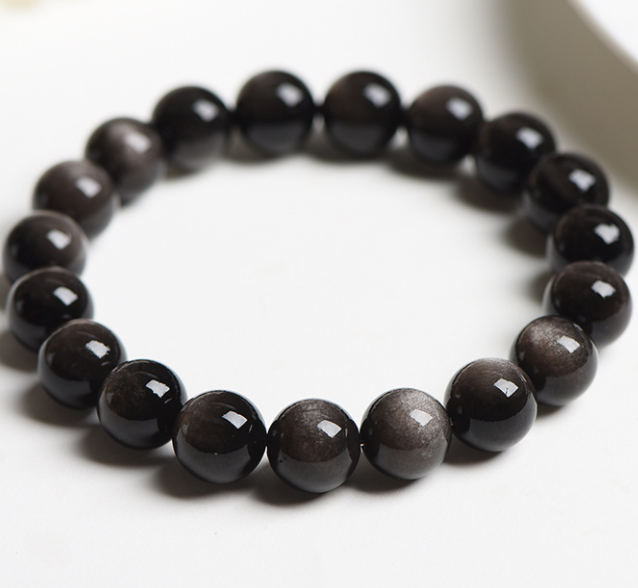 Natural silver obsidian and black obsidian bracelets for women and men as gifts for couples in their zodiac year