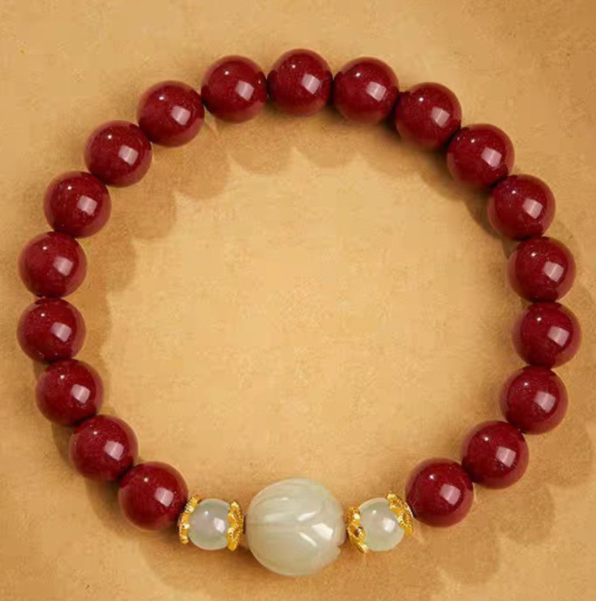 Natural Hetian jade bracelet, pure silver bracelet for girls, light luxury, niche and exquisite Dragon Year cinnabar bracelet for your girlfriend
