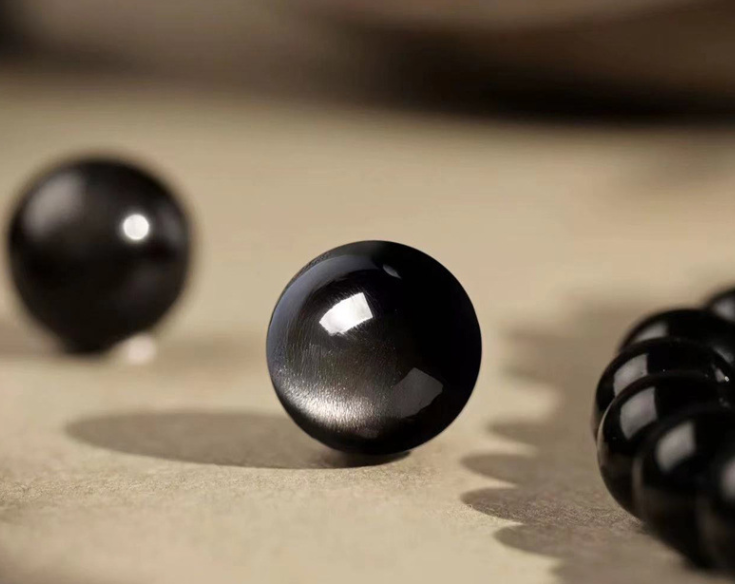 Natural obsidian bracelet for women, koi silver obsidian bracelet for couples, Dragon Year zodiac year bracelet, Buddhist prayer beads for men