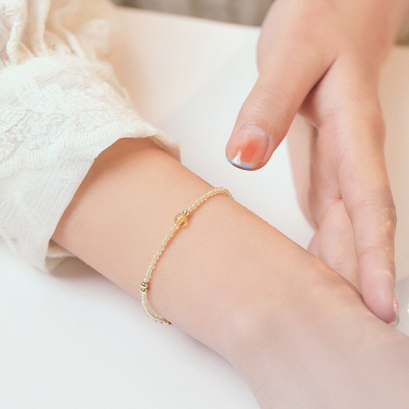 Ultra-fine 2mm yellow crystal bracelet for women, 14k ultra-fine design sense, niche ins jewelry