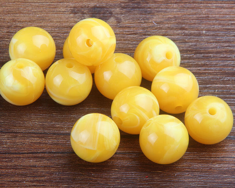 Baltic amber loose beads, round beads, second-generation new honey chicken oil yellow diy accessories, fluorescent floating salt water