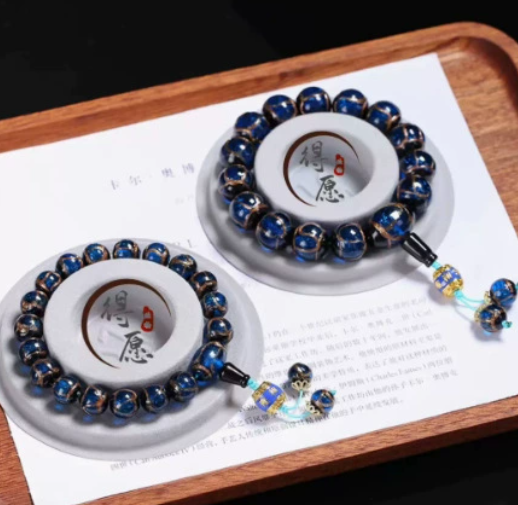 Incense ash glass bracelet, gold foil multi-treasure gold-devouring beast bracelet, perfect wholesale gold foil