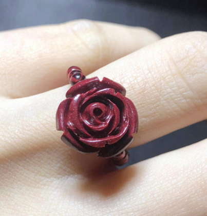 Original cinnabar bead ring, garnet index finger gold, PI Xiu ring tail, niche design ring, ancient style