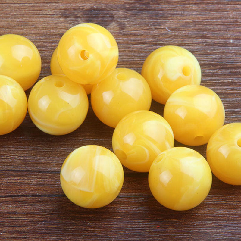 Baltic amber loose beads, round beads, second-generation new honey chicken oil yellow diy accessories, fluorescent floating salt water
