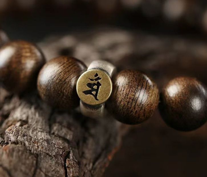 Natural agarwood bracelet, Snake Year zodiac year zodiac Buddha 925 silver Buddha bead Sandalwood bracelet