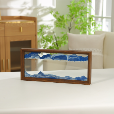 Customized color rectangle 3D moving sand art picture hourglass
