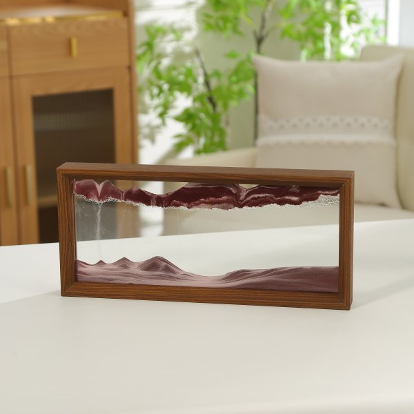 Customized color rectangle 3D moving sand art picture hourglass