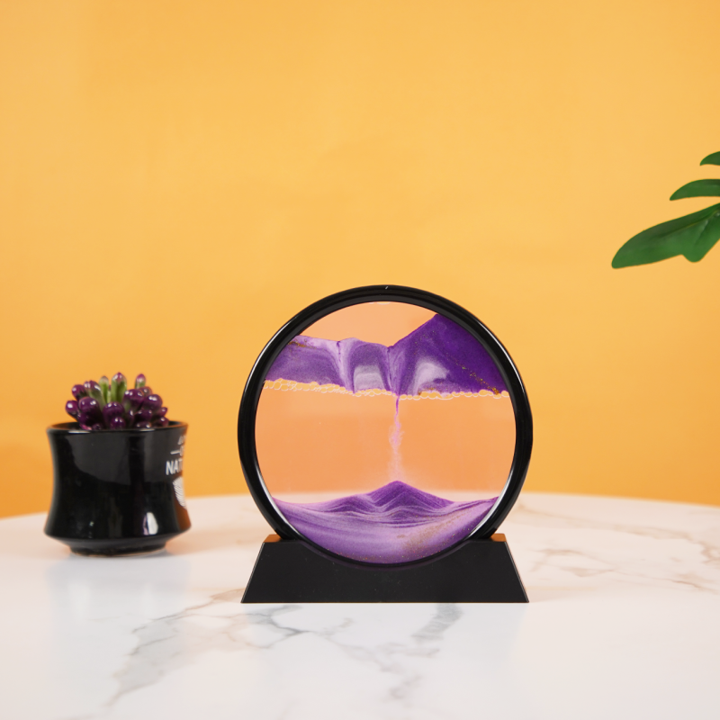 Round glass 3D hourglass sand art dynamic picture Round glass 3D hourglass sand art dynamic picture