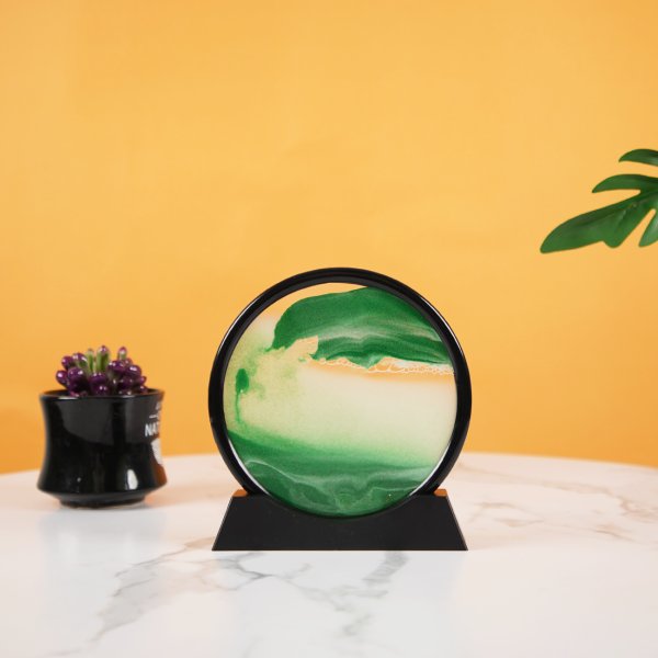 Round glass 3D hourglass sand art dynamic picture