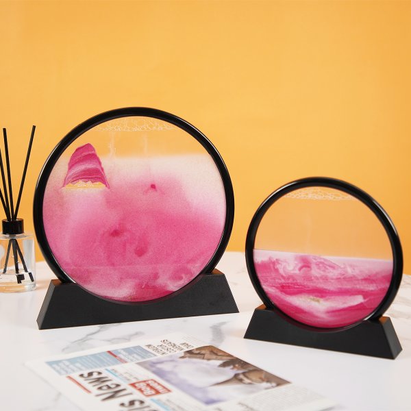 Round glass 3D hourglass sand art dynamic picture