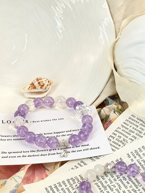 Purple Moon Silver Frost - Bamboo Leaf Pendant Style