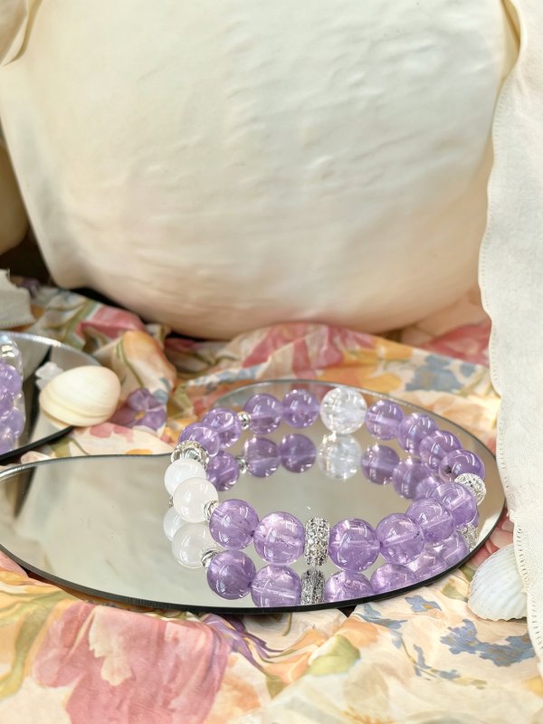 Purple Moon Silver Frost - Lotus Round Bead Style