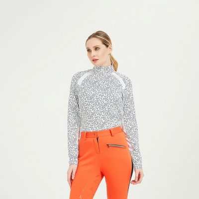 Horse Rider Quick Drying Women Equestrian Clothing Zipped Baselayer T Shirts