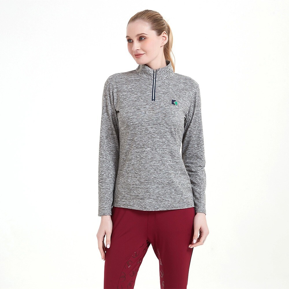 Women Long Sleeve Equestrian Base Layer Half Zipper Sport Shirt